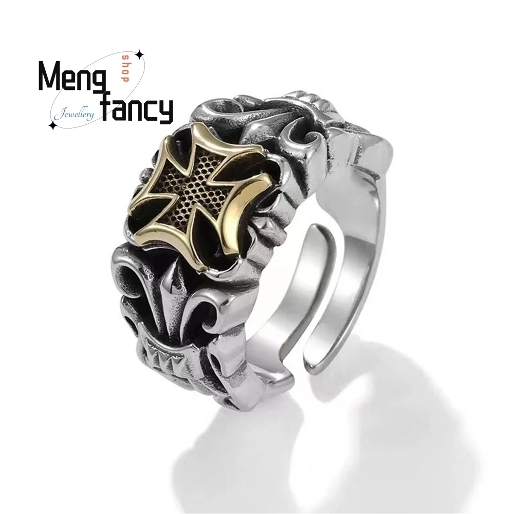 Hochwertiger Retro-Kreuz-Anker-Ring, personalisierter Hip-Hop-Punk, trendiger Live-Ring für Herren, Modeschmuck, exquisit, elegant, beliebt