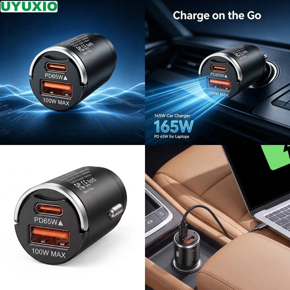 carregador-de-carro-de-alta-potencia-165w-corpo-mini-em-liga-de-zinco-duravel-65w-usb-c-power-delivery-e-100w-usb-a-para-carros-caminhoes-suvs-e-vans