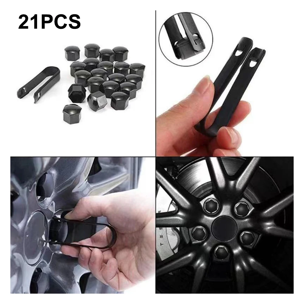 17mm Black General Motors Tire Screw Cap, Wheel Hub Decoration, Plastic Shell Protection Cover Card