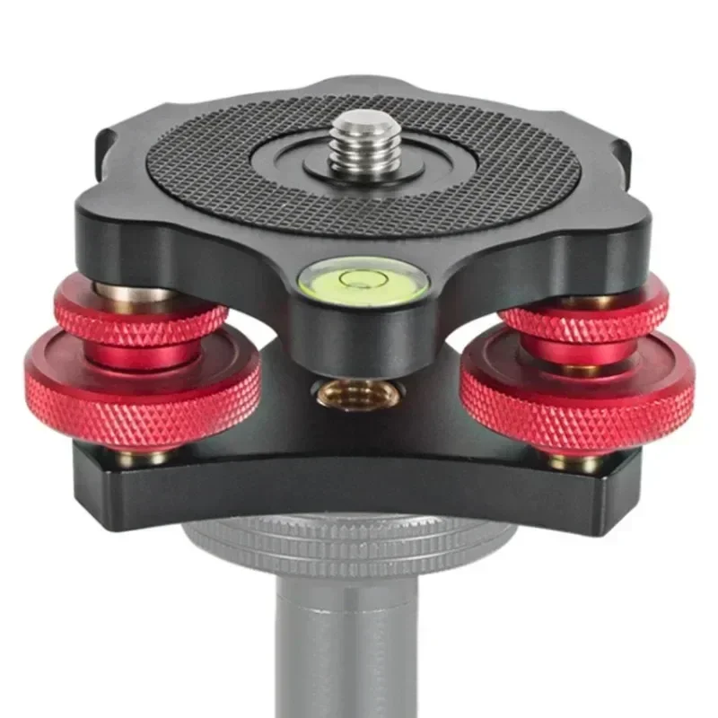 

LP-64 Leveler with Bubble Level for Tripod, Standard 3/8" Screw Hole Adjustment Tri-Wheel Leveling Base