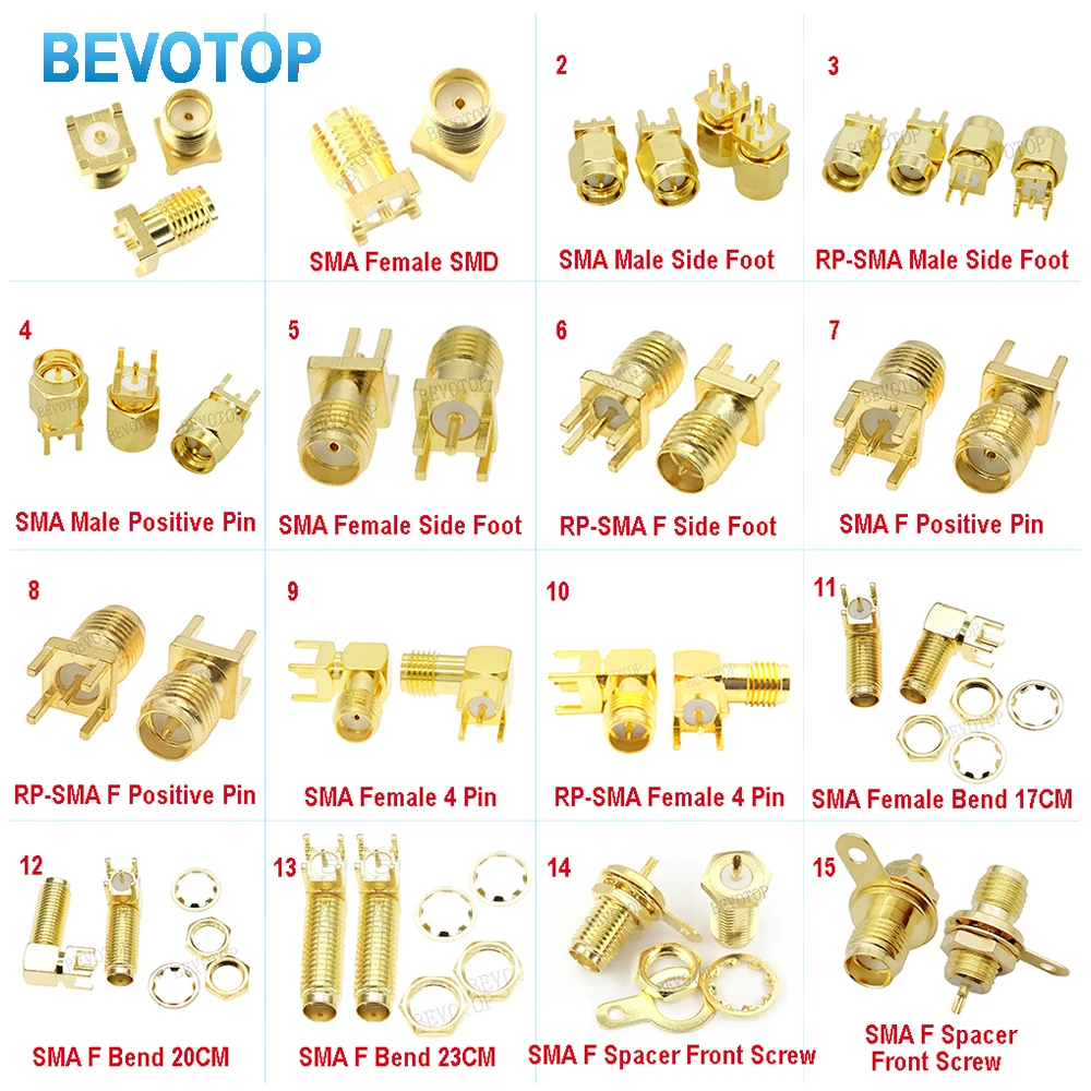 10PCS SMA Male/ Female RF Coax Connector Panel Mount Flange Chassis Solder Post Wire Terminal Adapter Goldplated Wholesale Price