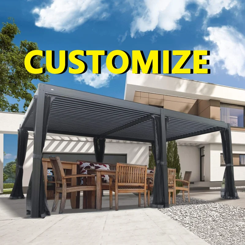

Any Size Custom Household Heavy Duty Louver Gazebo Corrosion Resist Weld Aluminum Frame Lakeside Private Pre Fit Gatherin Canopy