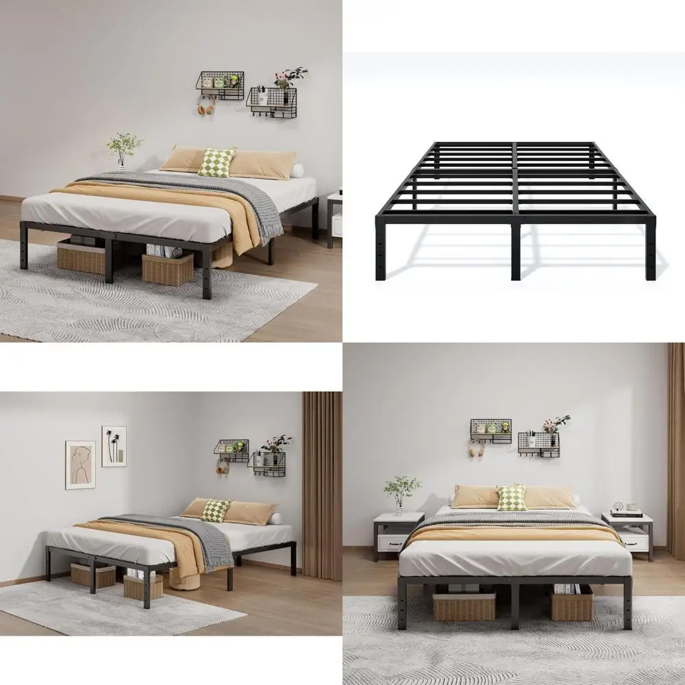 14 Inch High Heavy-Duty Full Platform Bed - No Box Spring Needed, Easy Assembly, Quiet, Sturdy, Underbed Storage