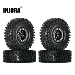 INJORA 1.0 Beadlock mosiężne felgi zestaw opon 64*24mm dla 1/18 1/24 gąsienica RC oś samochodu SCX24 FMS FCX24 aktualizacja (W1005-T1011)