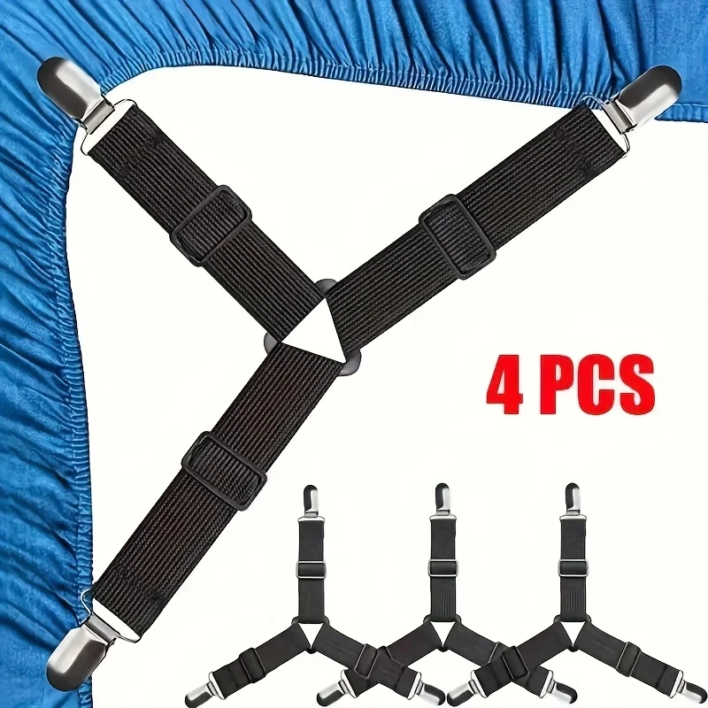 4/8pcs Adjustable Bed Sheet Grippers Belt Fastener Bed Sheet Clips Mattress Cover Blankets Quilt Holder Organize Gadgets