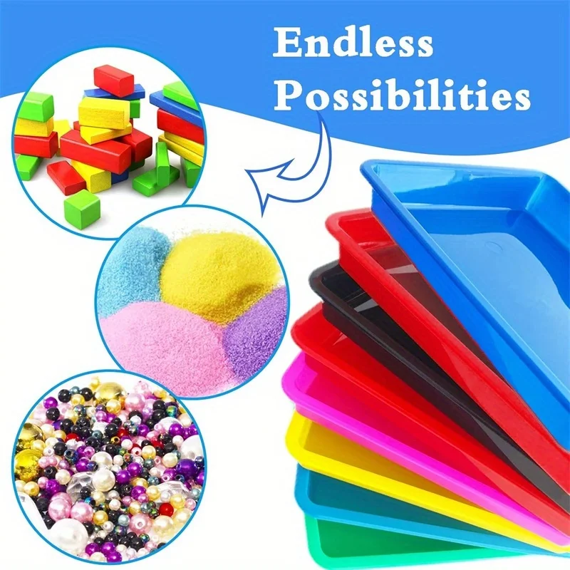 Lot de 5 plateaux en plastique pour activités artistiques, 5 couleurs, plateaux sensoriels pour sable, organisateur d'activités créatives pour enfants