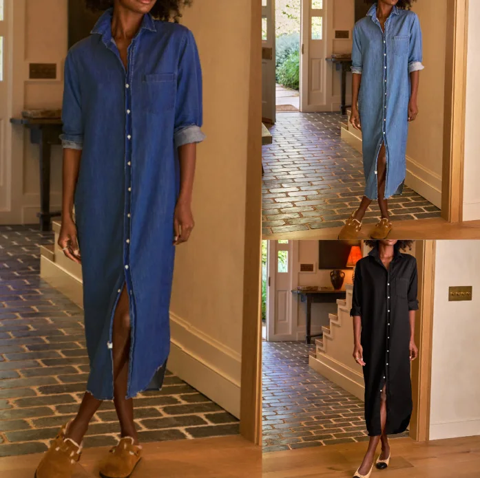 

Muslim Denim Dresses Women Long Dress Abaya Single Breasted Kaftan Eid Islam Arab Dubai Morocco Abayas Jalabiya Vestidos Ramadan