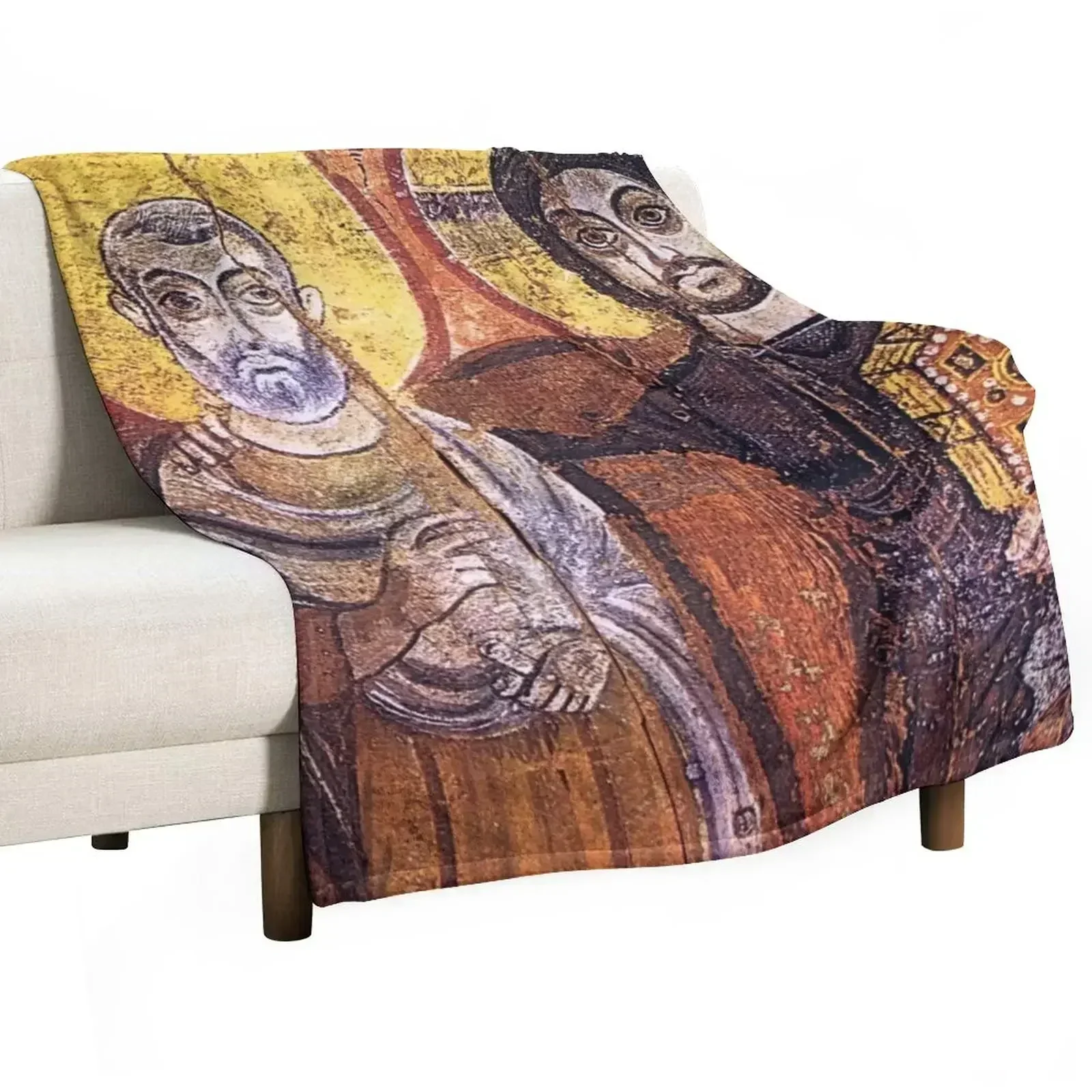 Coptic saints painted on wood Throw Blanket Faux Fur Soft Warm Blanket for Bed
