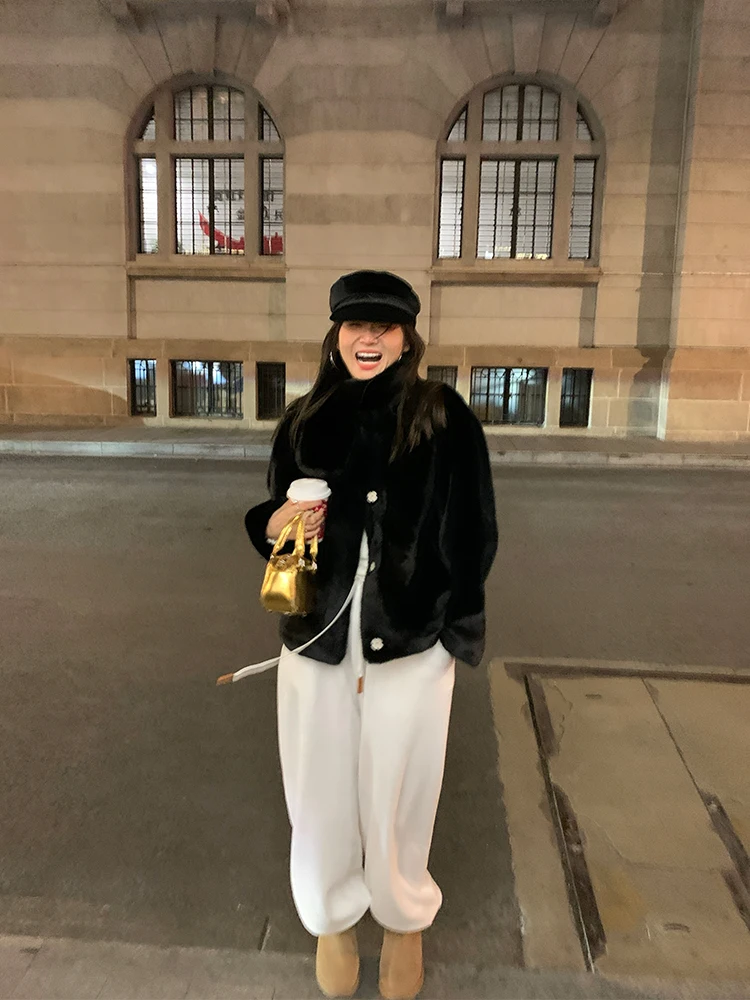 Pantalon de sport blanc taille élastique pour femme, pantalon de survêtement noué avec ceinture, à revers, petite Stature, nouvelle collection printemps-automne 2024