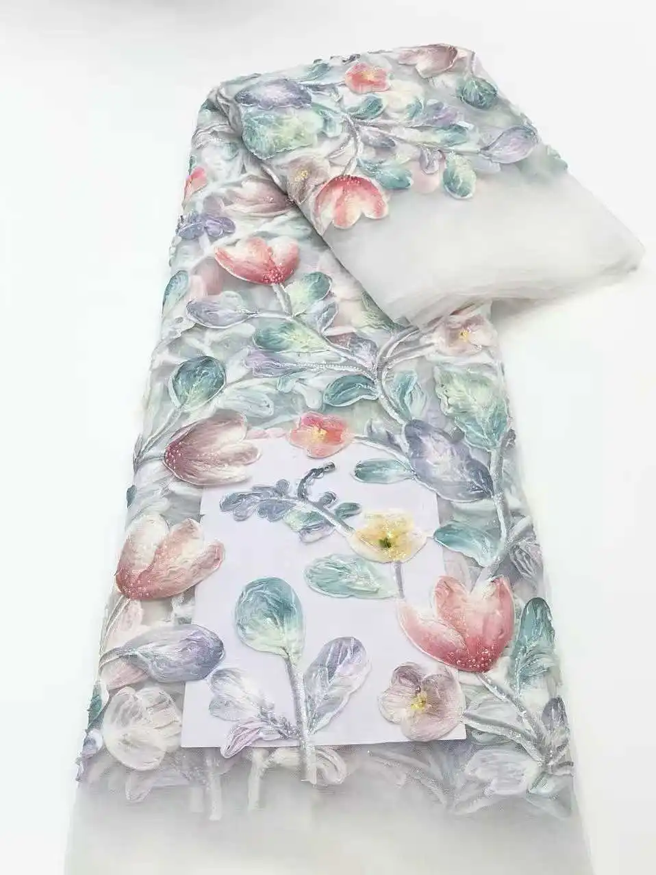 Ultimo tessuto africano del pizzo del fiore 3D ricamo tessuto francese del pizzo della maglia fiore di lusso sposo pizzo nigeriano di tulle per la festa