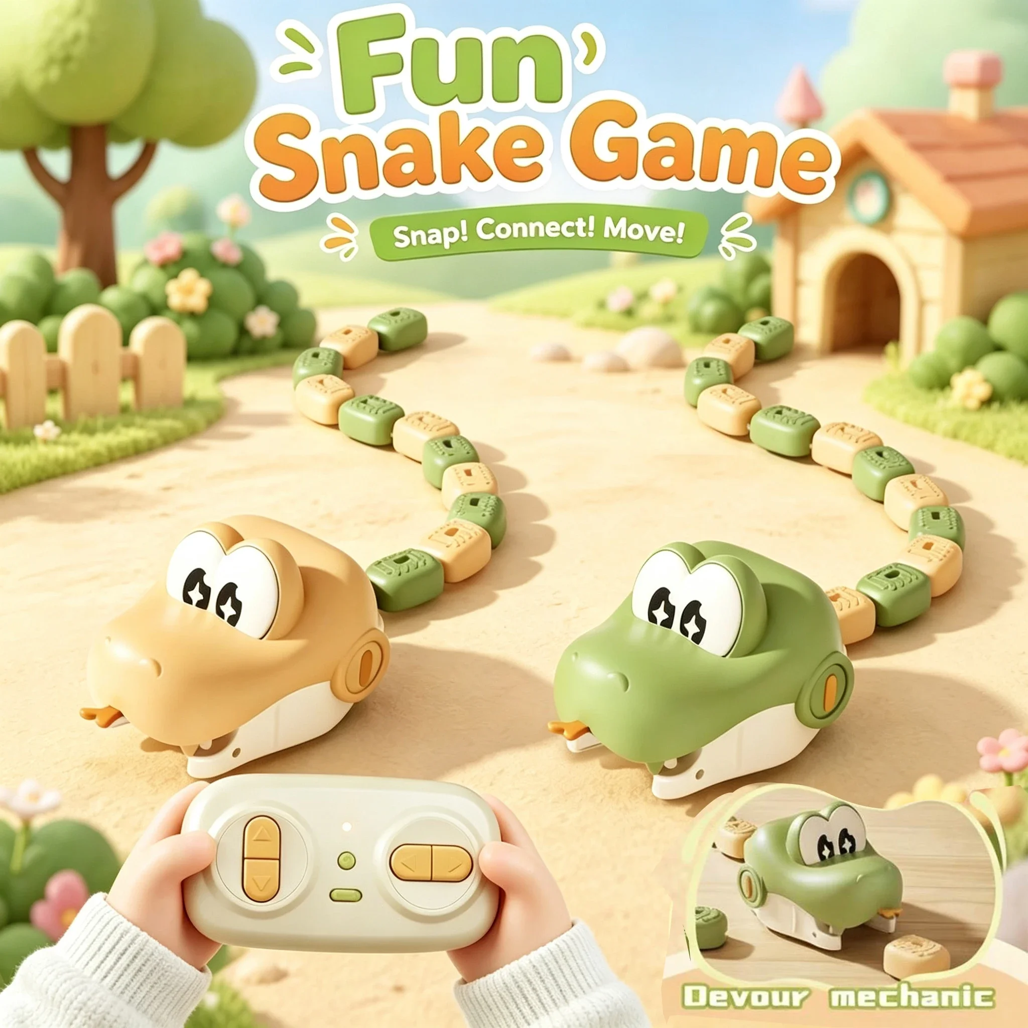 Remote Control Magnetic Eating Snake Toy Greedy Bean Chasing Game RC Car Interactive Educational Toy Children Christmas Gifts