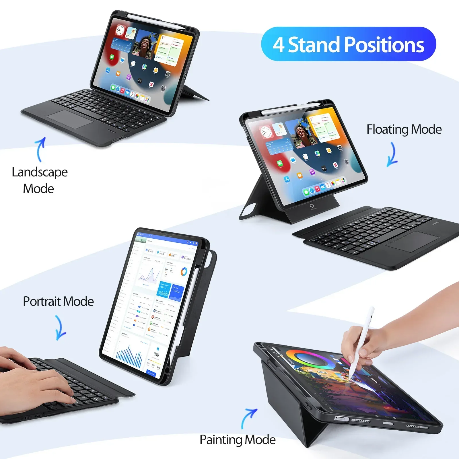 Magic Magnetic Trackpad Keyboard Folio Case dla iPad Pro11 2024 iPad 10th Air6 4 5 10.9 iPad 10.2 Pro10.5Air3 Bluetooth Keyboard