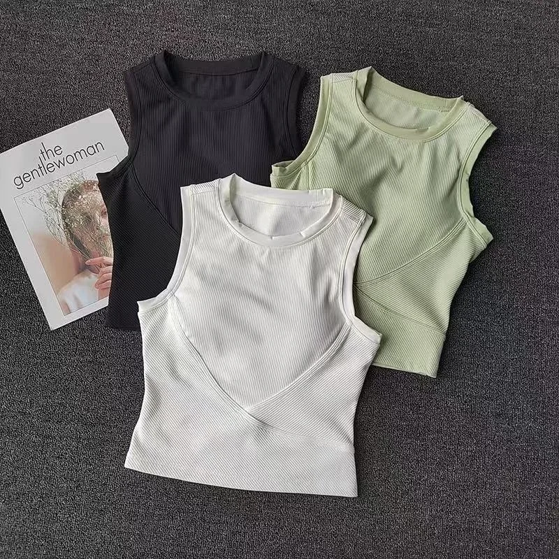 Women Seamless Yoga Crop Top Removable Pads Tummy Control Shockproof Sports Bra Everyday Wear Activewear