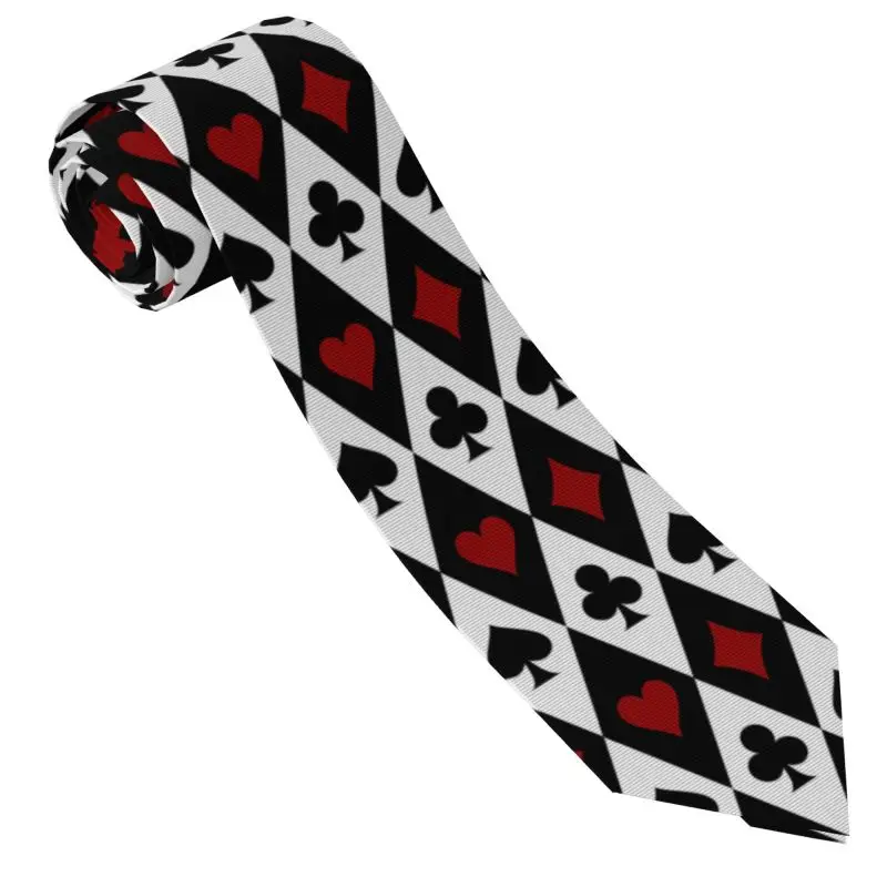 Poker Red Black Alice in Wonderland Ties for Men Novelty Funny Neckties Classic Neck Tie for Wedding Party Business Casual Gifts