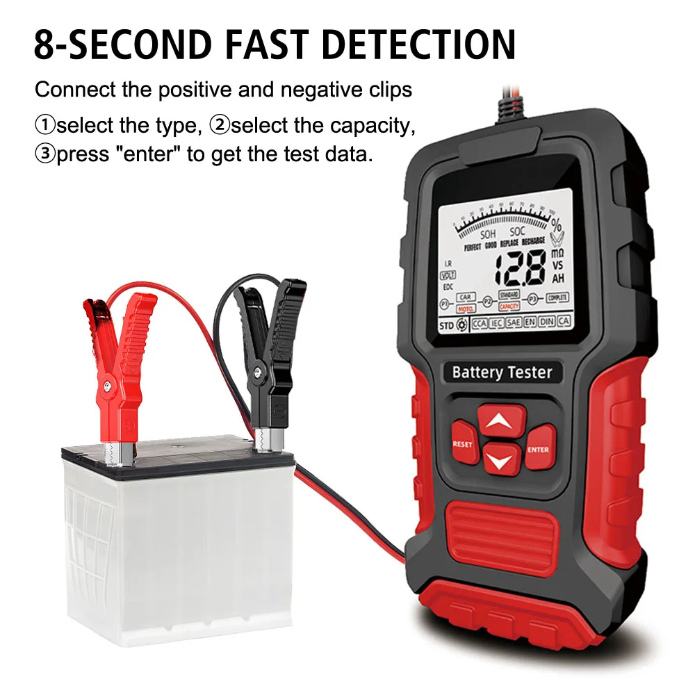 12V 24V Measurement Diagnostic Tool Car Battery Tester Lead-acid Battery Test for Vehicle Truck Motorcycle SUV LCD Digital