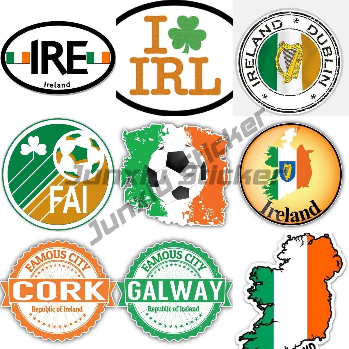 Ireland Leaf Flag National Flag Map National Badge Travel Stickers for Laptop Luggage Suitcase Motor Car Bike Decals Kids Toy