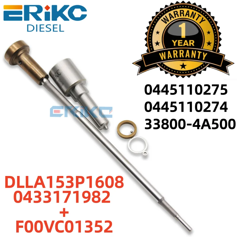 

ERIKC 0445110275 0445110274 33800-4A500 Diesel Injector Repair Kits DLLA153P1608 0433171982 Valve F00VC01352 for HYUNDAI KIA
