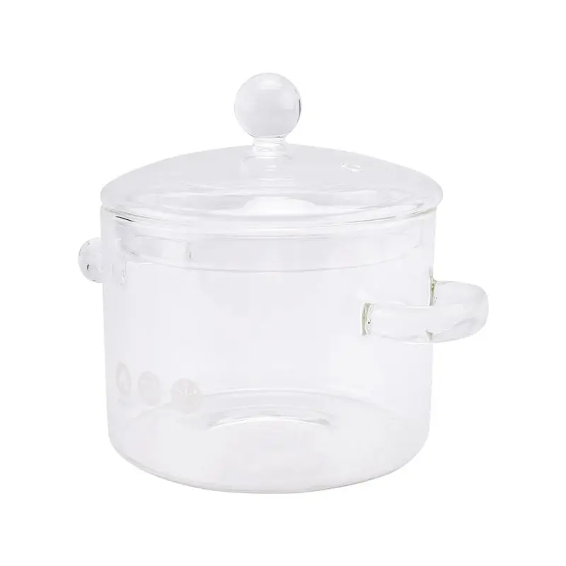 ABWZ-Glass Saucepan With Cover,Stovetop Cooking Pot With Lid And Handle Simmer Pot Clear Soup Pot, High Borosilicate 1400ML Dura