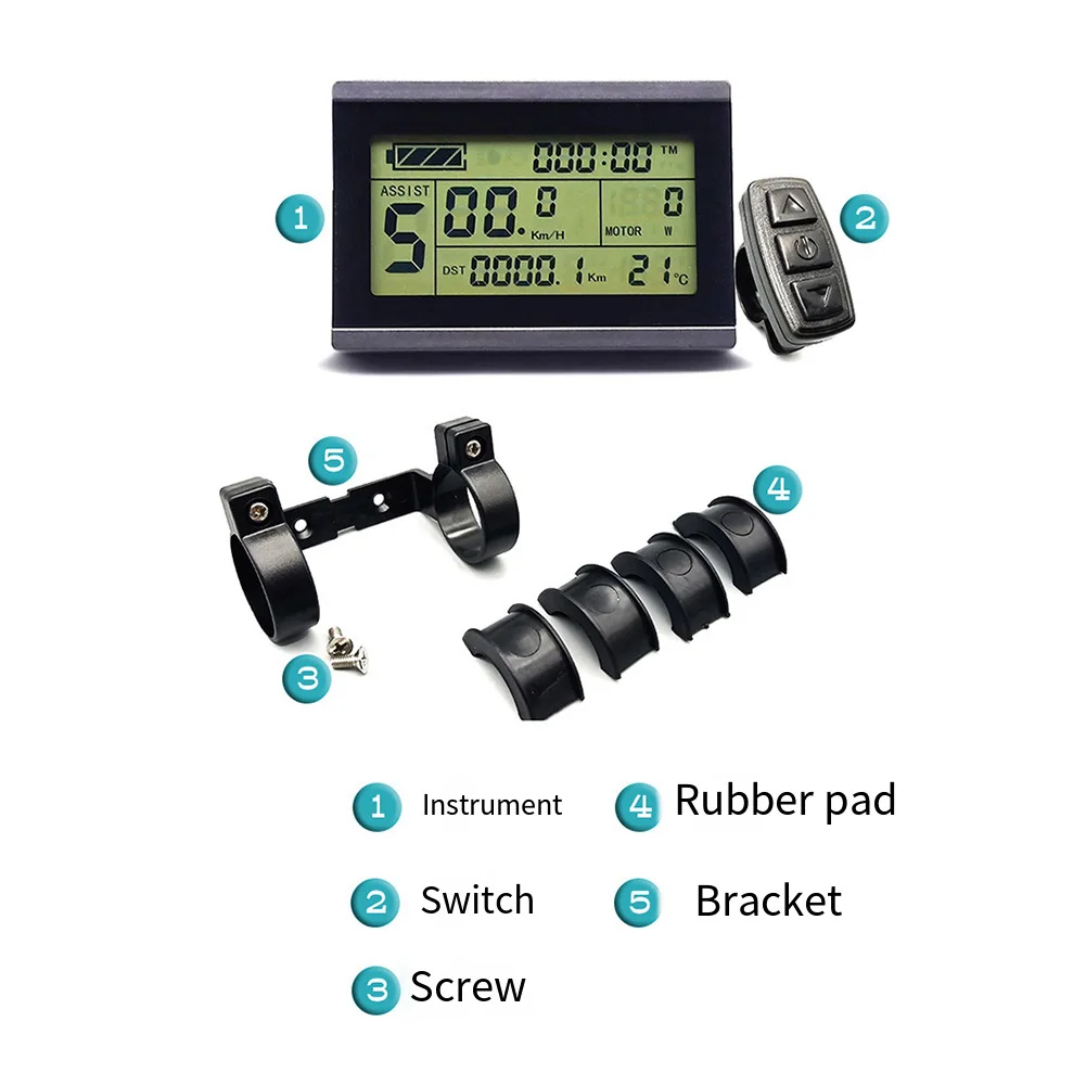 For KT-LCD3 Compatible LCD Display with Color Screen for E-Bike Controllers Supporting Kilometers or Miles Unit Selection