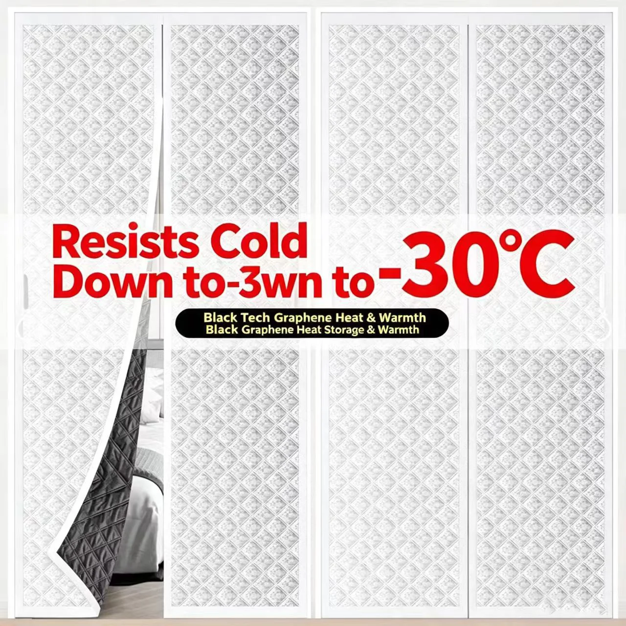 Winter ThickenedMagneticDoorCurtainGrapheneWarmInsulationWindShield Dust PrivacyShield Blackout Self SealingHomePartitionCurtain