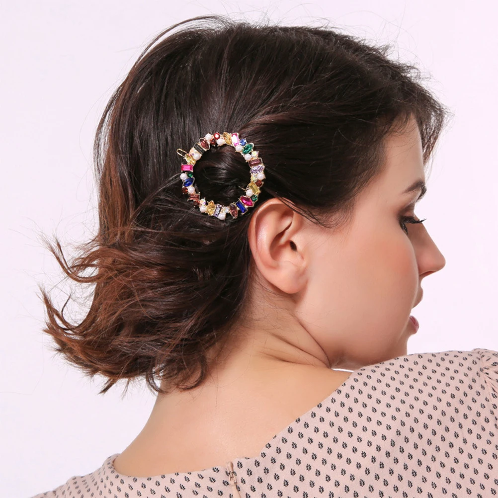 

Alloy Hair Clips Barrettes Pearl Rhinestone Strong Grip Colorful Geometry Easy Clip Elegant Ladies Women Girls Decorative