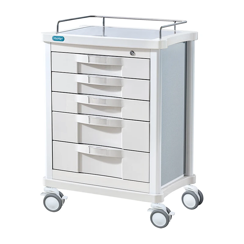 Medical TrolleyHH/SYC-374 ABS High Capacity 5 Drawers Emergency Medical Trolley Cart Stainless Steel Clinic Supply Factory Medic