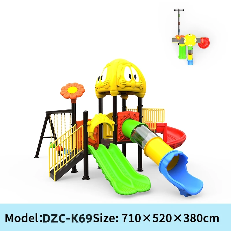 New simple combination slide theme park swing outdoor gym plastic slide amusement park equipment