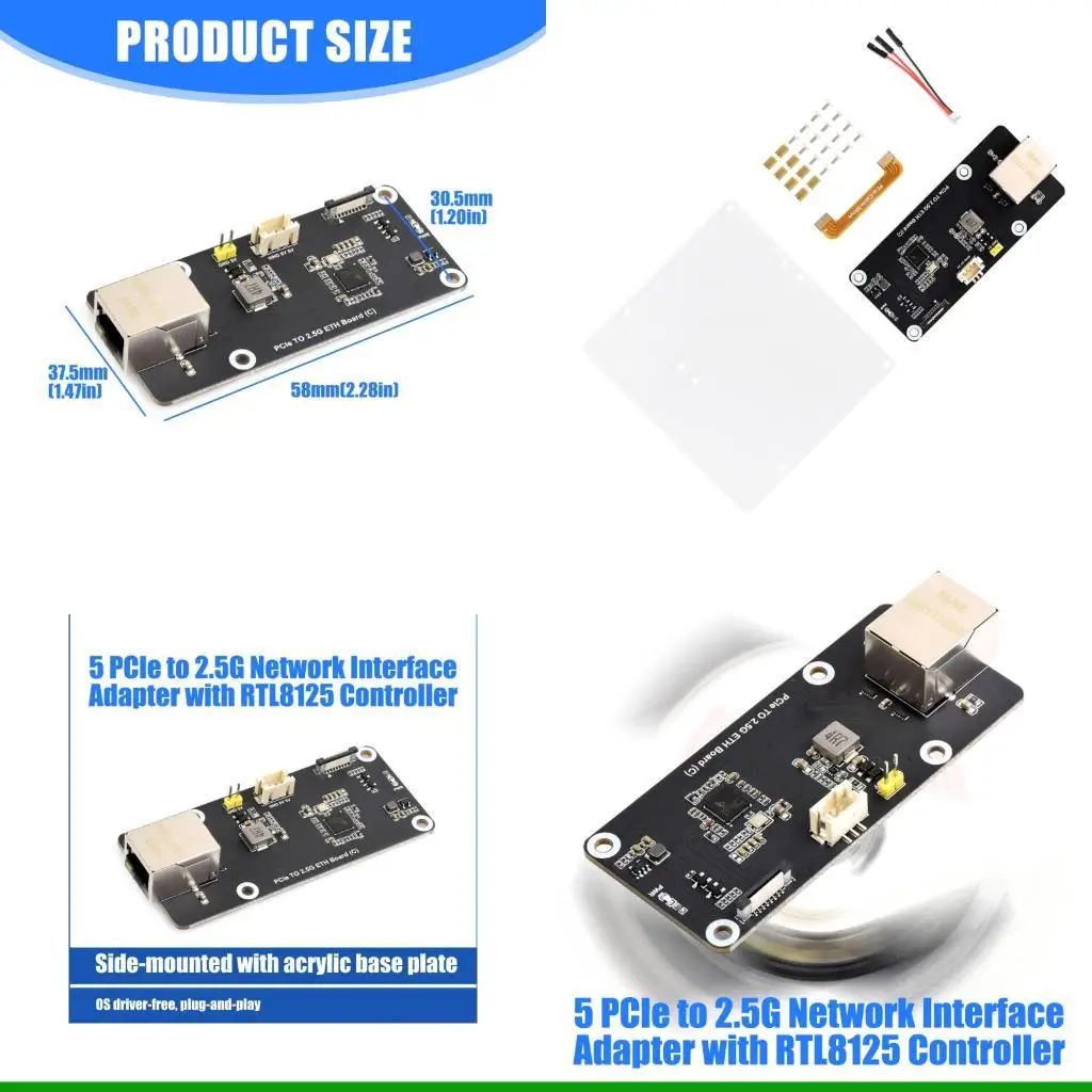 

U55C PCIe конвертируется в плату расширения Ethernet 2 Плата адаптера для боковой установки