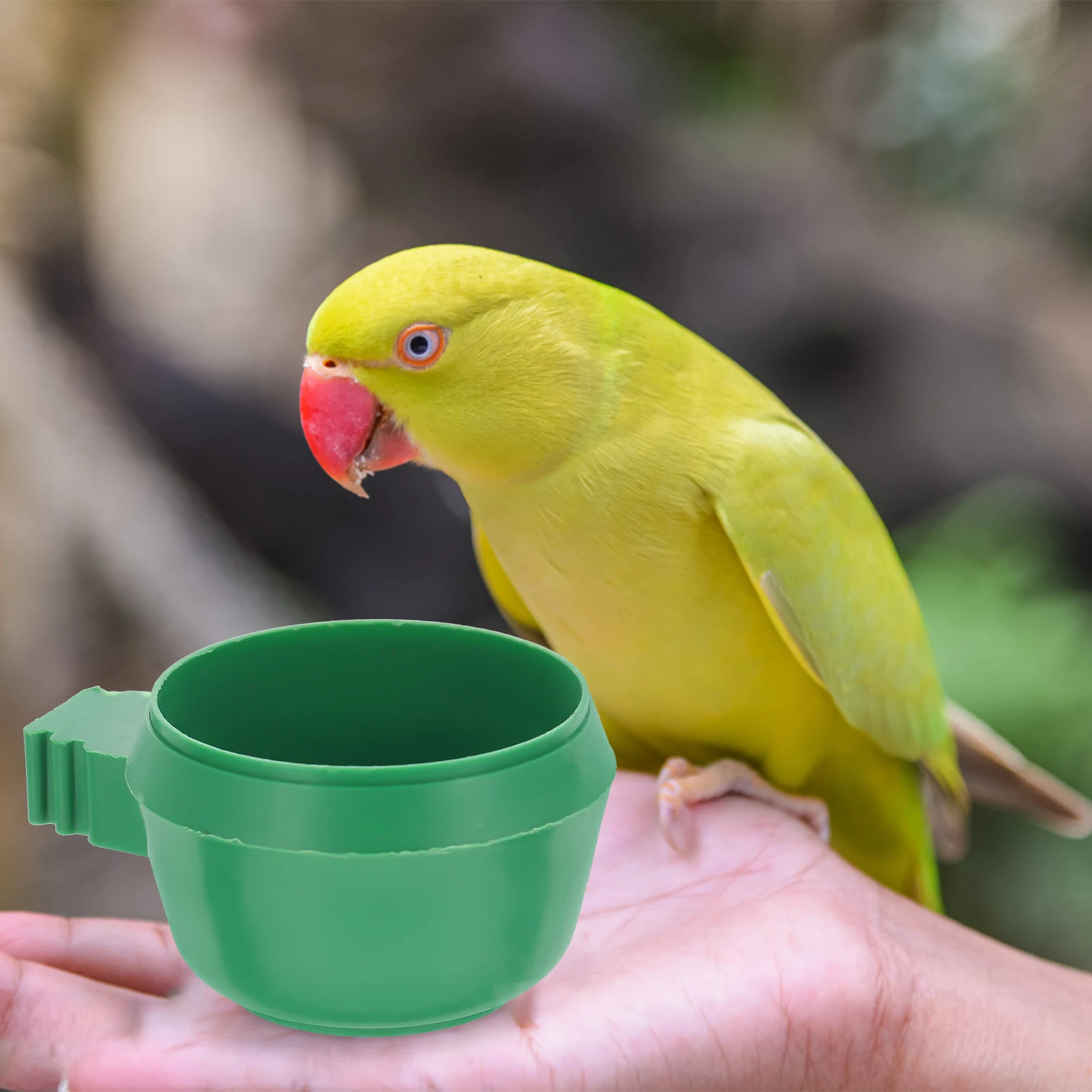 

15pcs Green Plastic Bird Feeding Bowl Easy Install Remove Parakeet Cage Supplies Durable High Quality Sturdy Capacity Pet