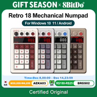8BitDo Retro 18 Mechanical Numpad Compatible with Windows 10 11 Android Bluetooth 2.4G USB-C Calculator Mode with Hot-swappable