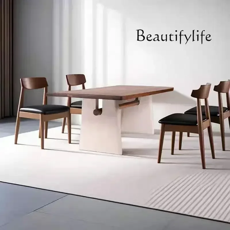 NEW Medieval wabi sandy wind solid wood dining table modern simple small apartment rectangular dining table