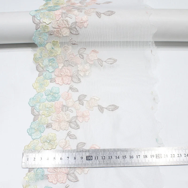 1 Yard Single Side Polyester Thread Color Gradient Floating Embroidery Flower Width Dress Accessories Small Fresh Lace Wholesale