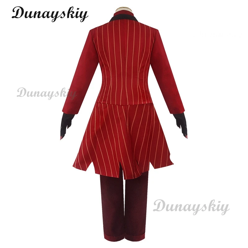 Hazbin Cosplay Hotel uniforme ALASTOR Costume Cosplay uomini adulti Halloween uniforme giacca pantaloni costumi vestito rosso Anime Cosplay