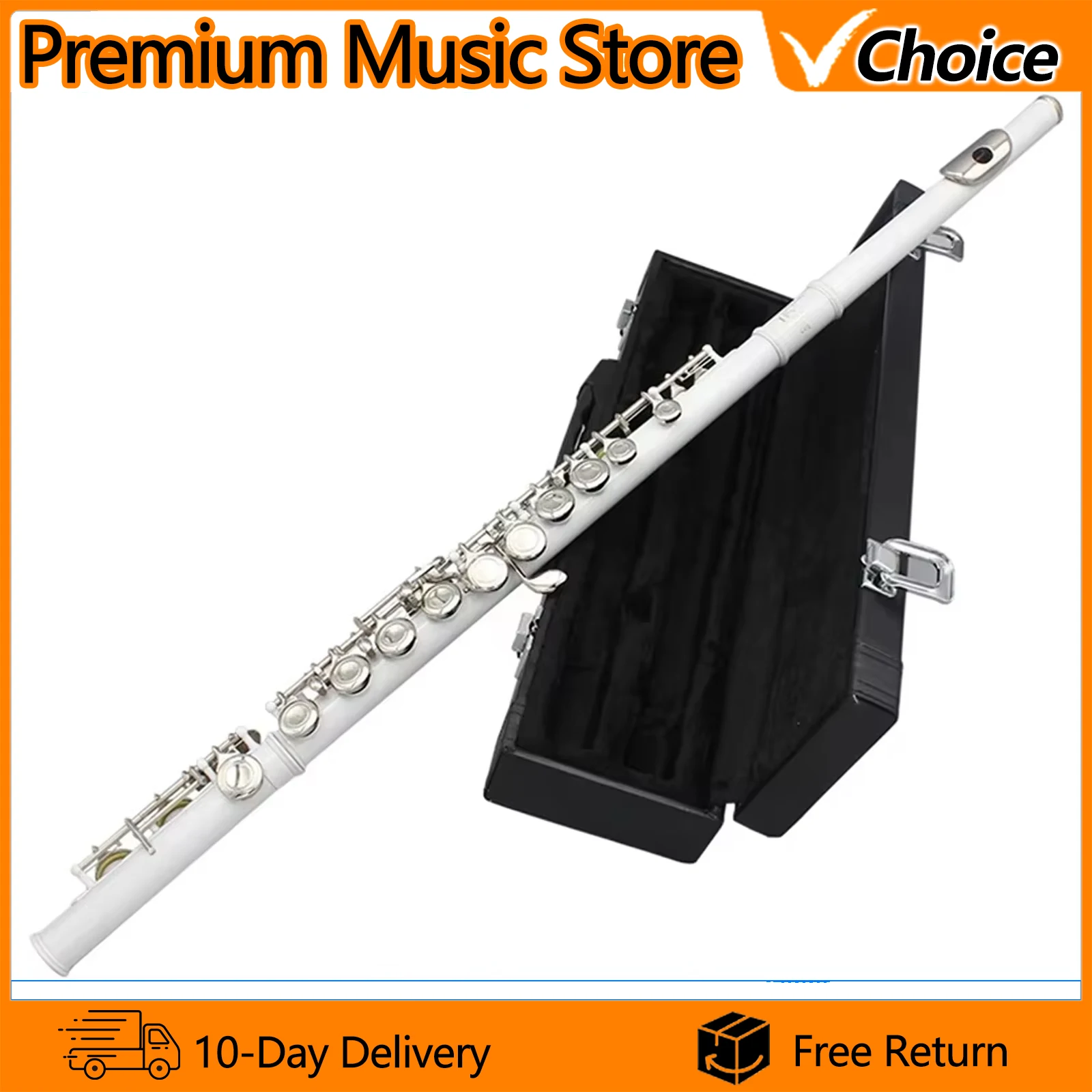 SLADE 16 Holes C Tone Flute With E Key White Woodwind Instrument Closed Key Cupronickel Tube Flute With Case Music Accessories