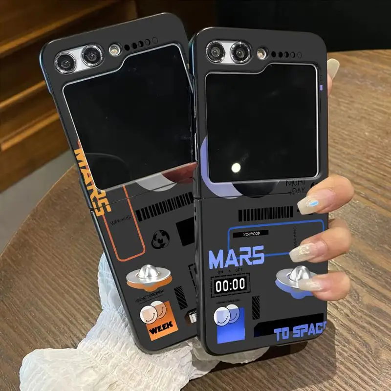 phone Cases for Samsung Galaxy Z Flip 5 6 case ZFlip4 ZFlip5 5G ZFlip3 Flip funda Antiscratch cover Moon Star Space People Love