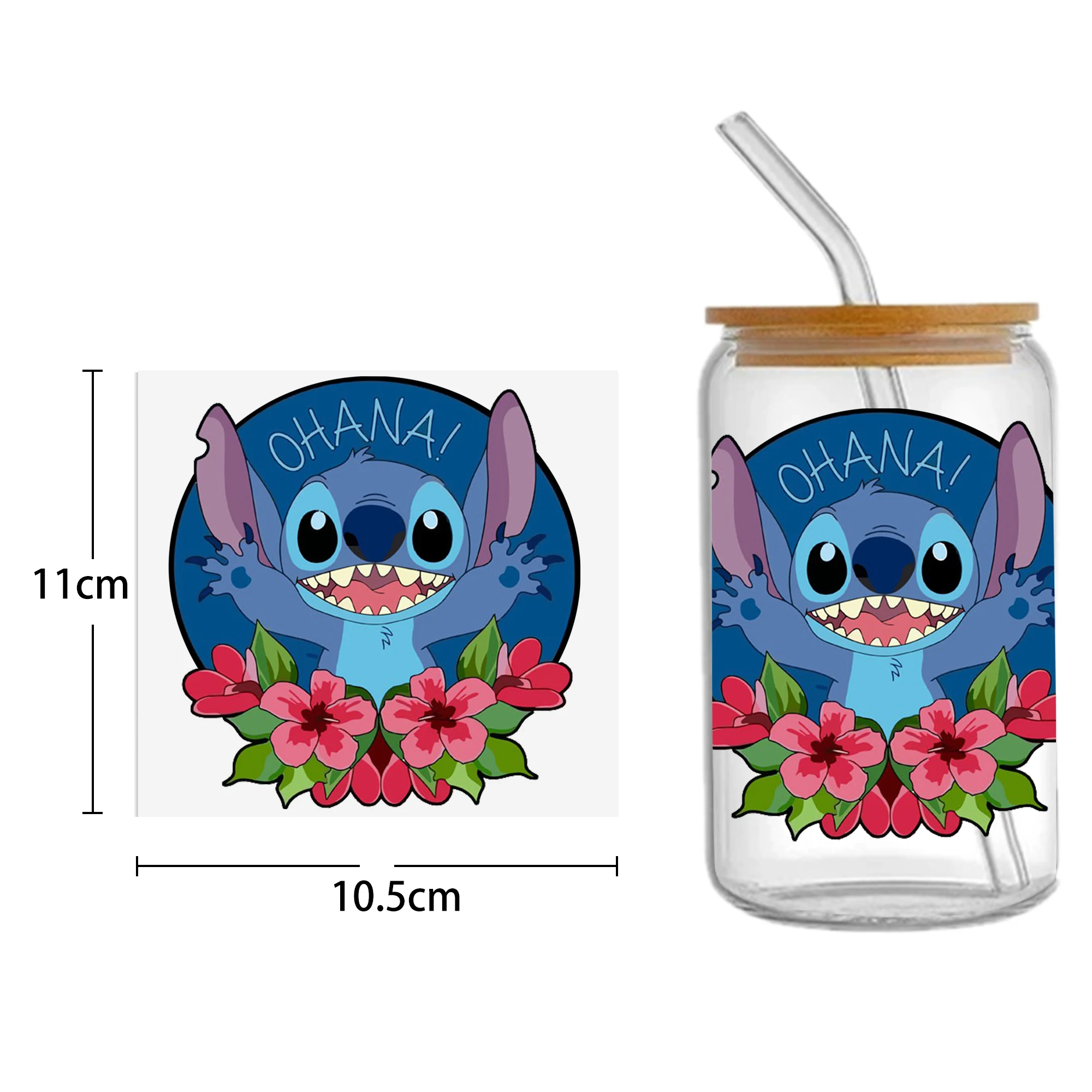 Lilo And Stitch 16oz Tumbler Template DTF Sticker Cup Cool Personalize UV Wrap Transfer Sticker Custom Label DIY Waterproof