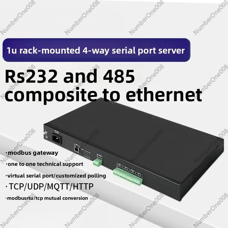 1U Rackmount 4-Port RS485/232 To Ethernet Serial Server, Modbus Gateway, TCP/IP To RTU Converter