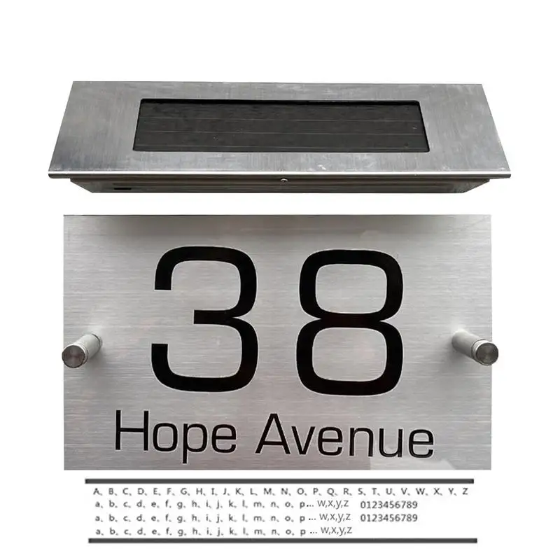 Address House Number PersonalizedWaterproof Solar Power Led Light House Number Street Sign Plaque Multifunctional Address Sign