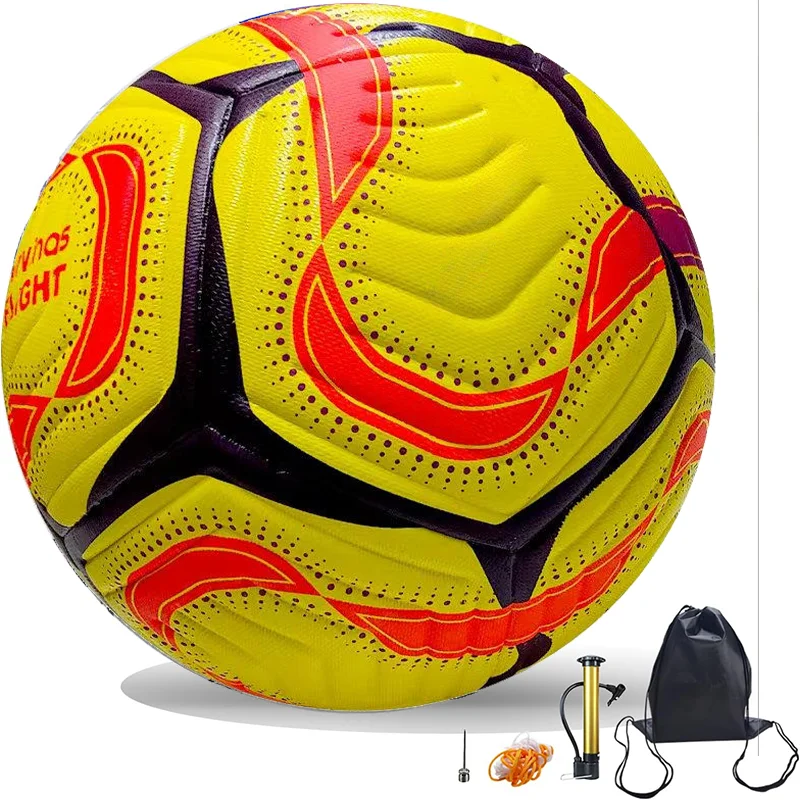 

Professional Soccer Ball Size 5–Thermal Bonded Waterproof PU Match-Quality Training Ball(full set of accessories)Football Match