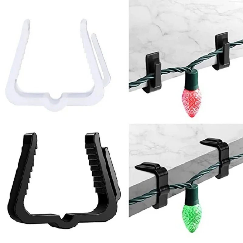 10Pcs Weatherproof Holiday Light Clips Outdoor Hooks Christmas Fascia Boards Hanger for Party Decoration Roof Gutter Fence Eave