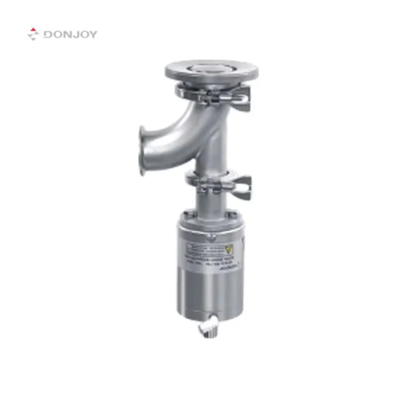 DONJOY Stainless Steel Elbow Type Tank Container Bottom Discharge Valve Pneumatic Sanitary Tank Bottom Valve Tank Bottom Valve