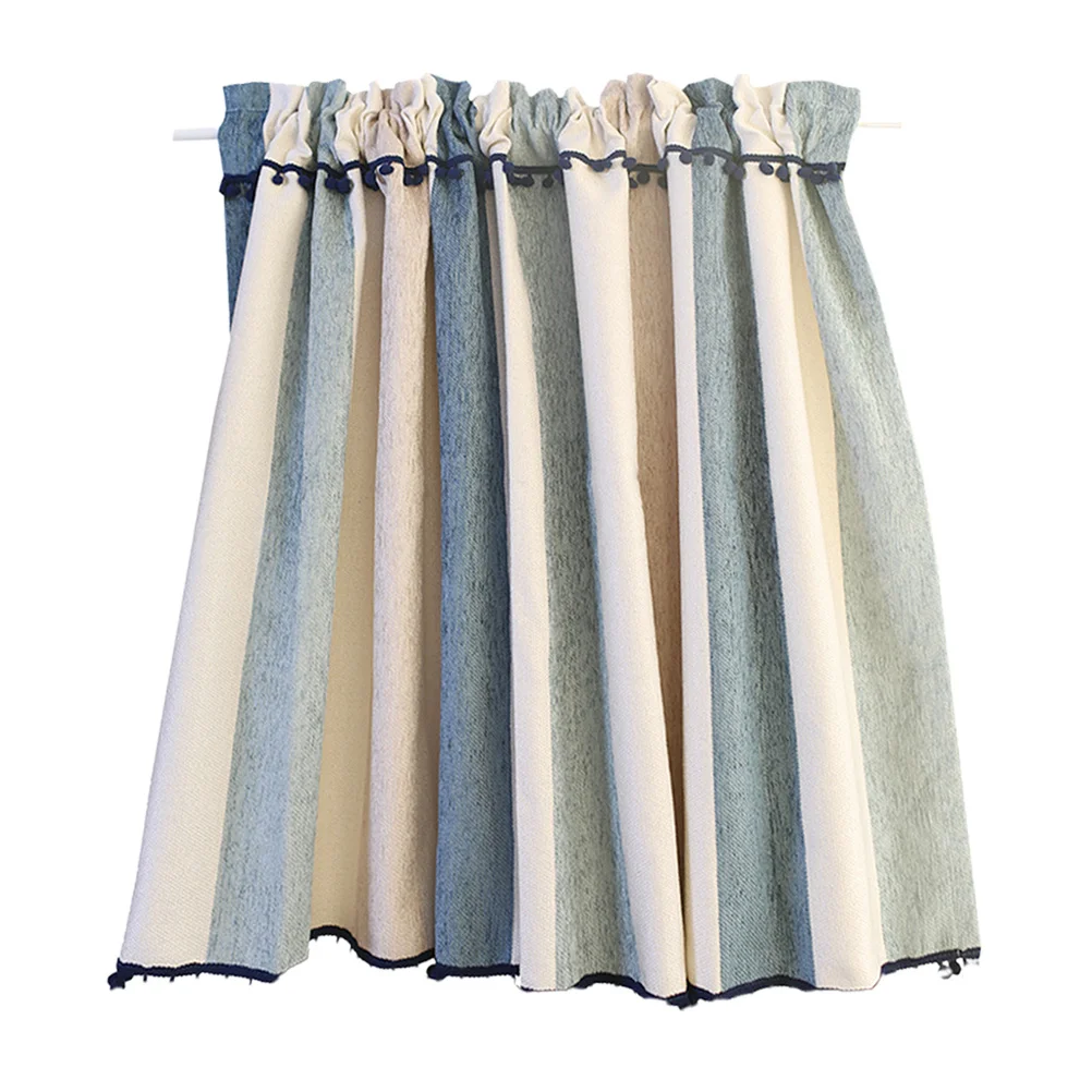 

1Pcs Nordic Style Polyester Half Curtain 150x60cm Stripe Short Curtain for Kitchen Window Door Privacy Living Room Dining Room