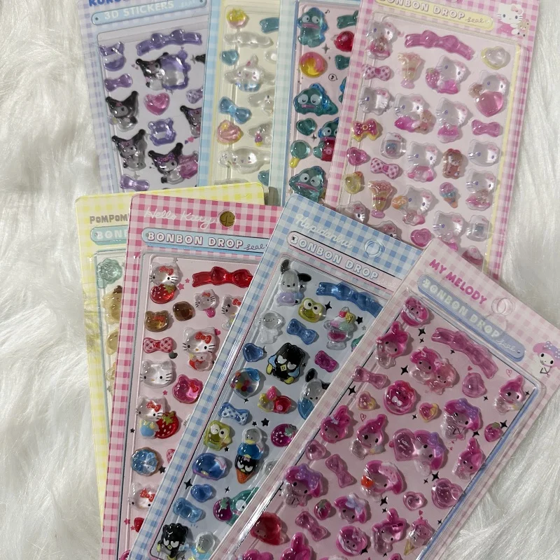 ملصقات كريستالية ثلاثية الأبعاد من سانريو، مناسبة لصنع ملصقات DIY على أغطية هواتف كيتي يوجيجو، متينة.