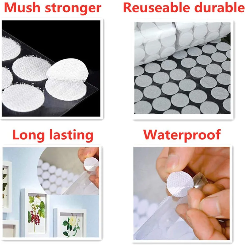 50Pairs Strong Self Adhesive Fastener Tape Dots 10/15/20/25/30mm  Hook and Loop Adhesive Dots Nylon Sticker Coins for Diy Crafts