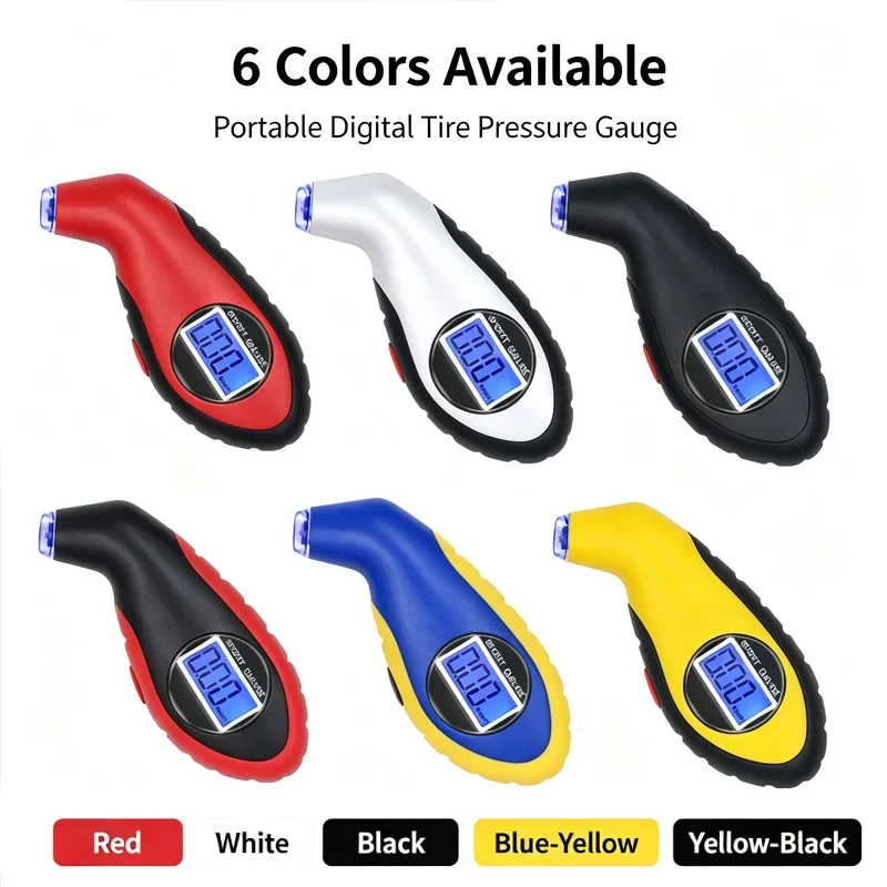 Portable Digital LCD Auto Motorcycle Tyre Pressure Digital Meter Mini Diagnostic Tool Handheld Tire Pressure Gauge Detector