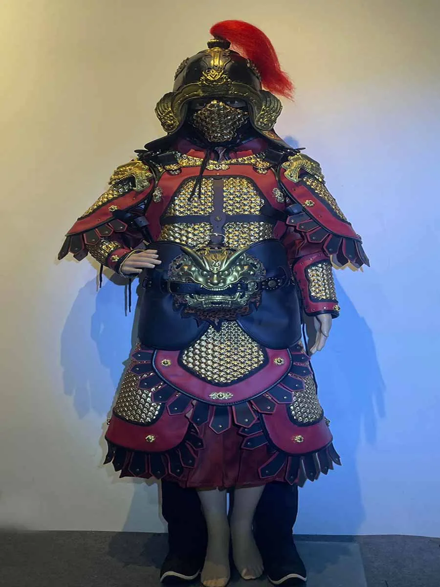 Real Armor Helmet Men Chinese Ming Dynasty Imitation Metal Rubber Armor Accessories Armor Hat Caps view 6