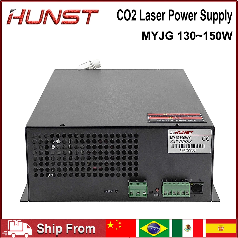 Hunst 130w CO2 Laser Power Supply MYJG-150W Suitable For 130~150w CO2 Engrag And Cutting Machine Glass Tube