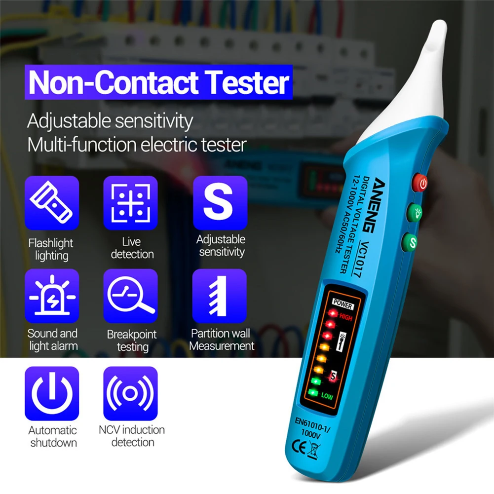 ANENG VC1017 bezdotykowy długopis w stylu narzędzia elektrycznego czujnik Tester cyfrowy miernik napięcia gniazda zasilania prądem przemiennym