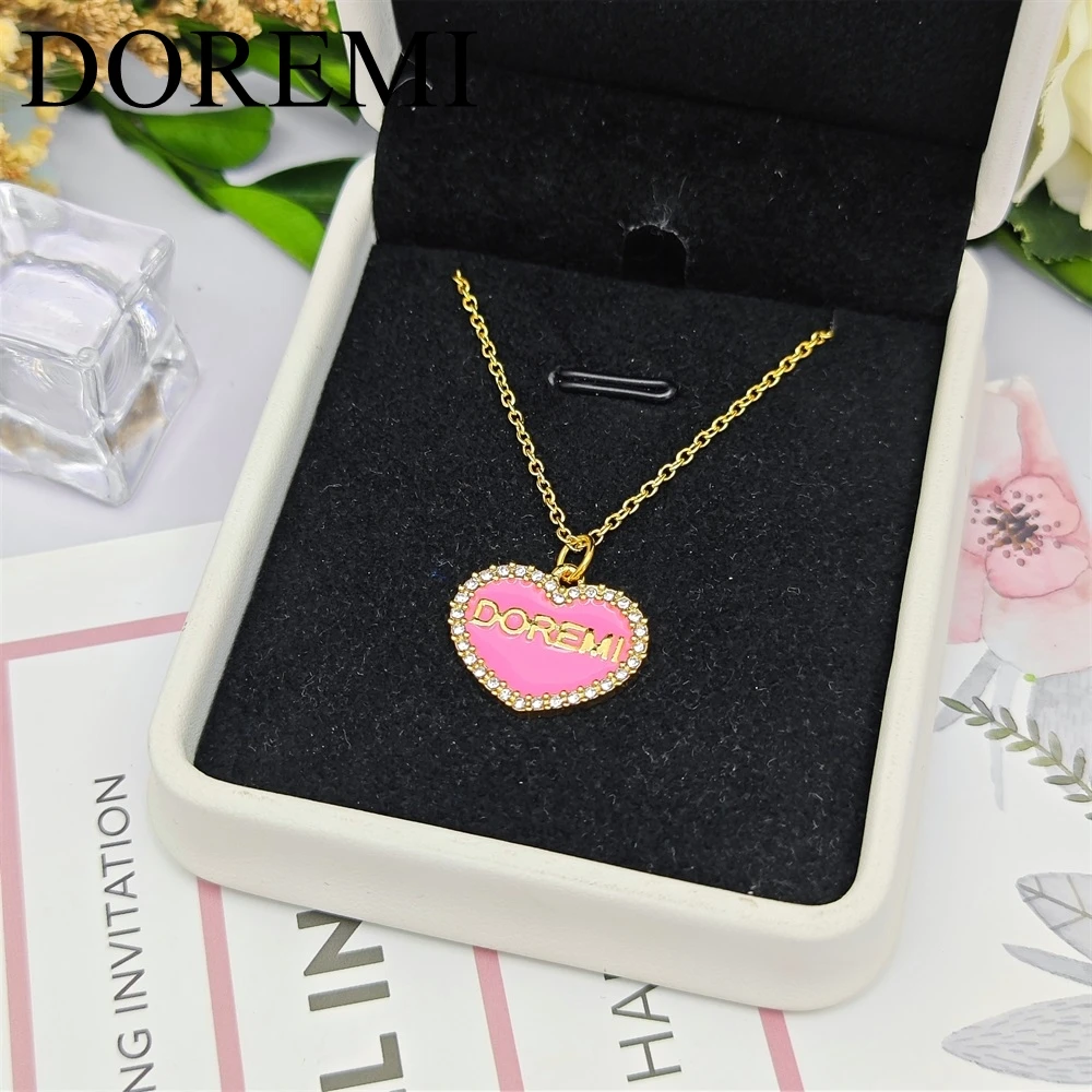 

Lateefah Custom Name Necklace Enamel Colorful Heart Pendant Name Necklace For Women Party Gift