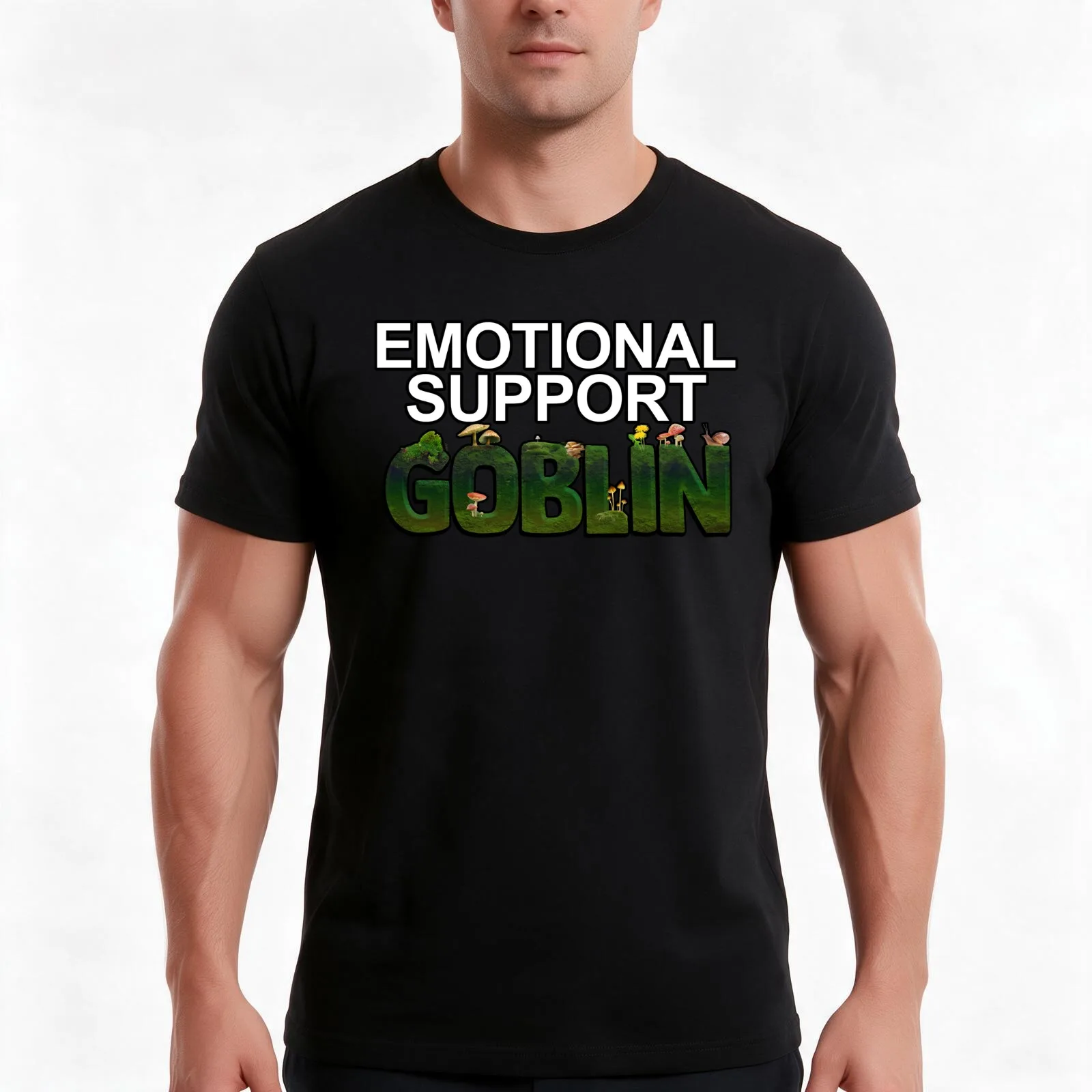emotional support goblin T-Shirt, Summer Casual Cotton Tee, Oversized Streetwear Tops, Vintage Graphic Print, Unisex Men Women